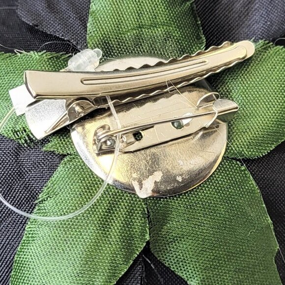 Black Flower Fascinator Brooch Corsage Rose Brooch Pin - Picture 8 of 9